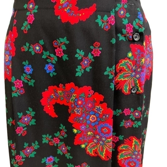 Carlisle 2 PC Silk Wool Black Floral skirt & Jacket Set Suit NWOT Sz 12 - Picture 4 of 8